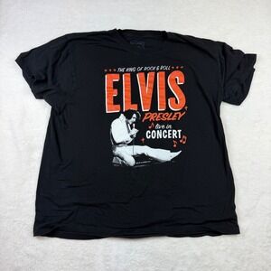 Elvis Presley Live In Concert Graphic T-Shirt Mens 2XL Black Rock N Roll 2023
